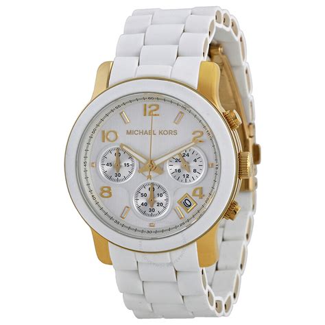 michael kors white polyurethane watch|white michael kors watch women.